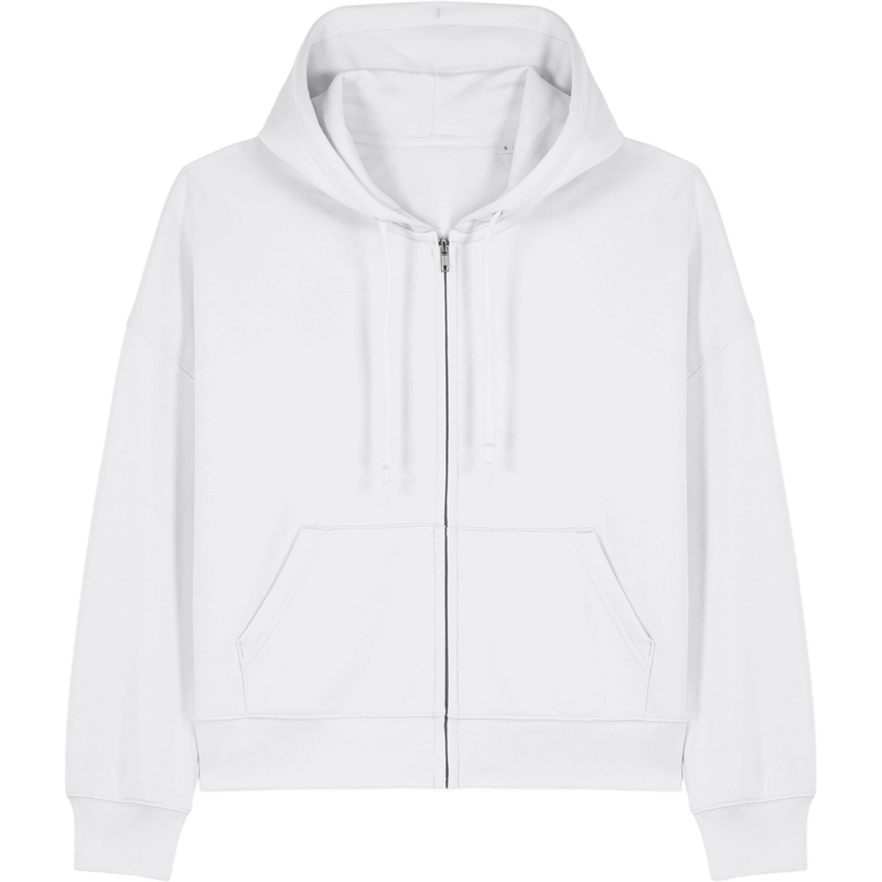 Sweat à capuche zippé femme Stella Ida à plat, coloris White