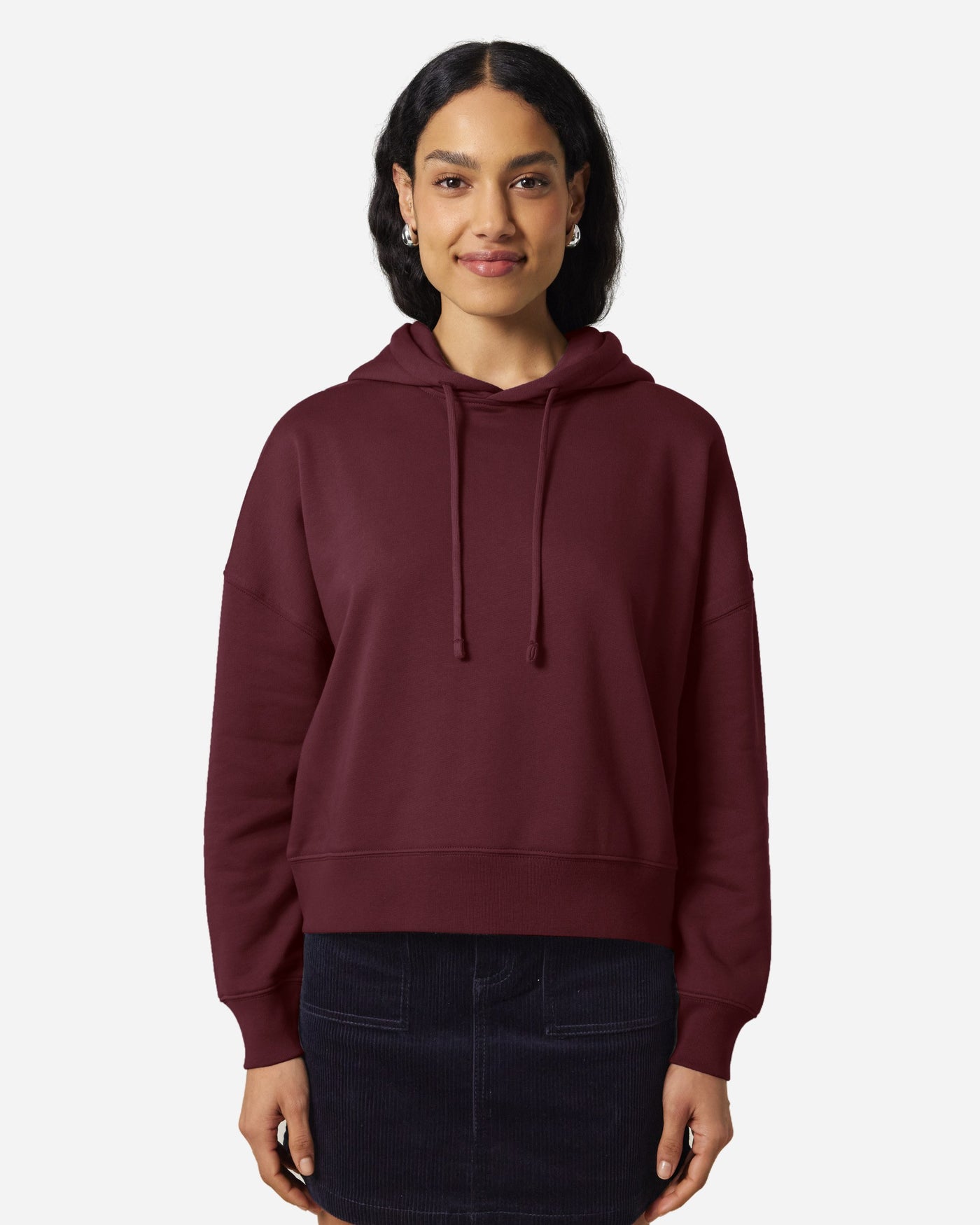Sweat à capuche femme Stella Nora porté, coloris Burgundy