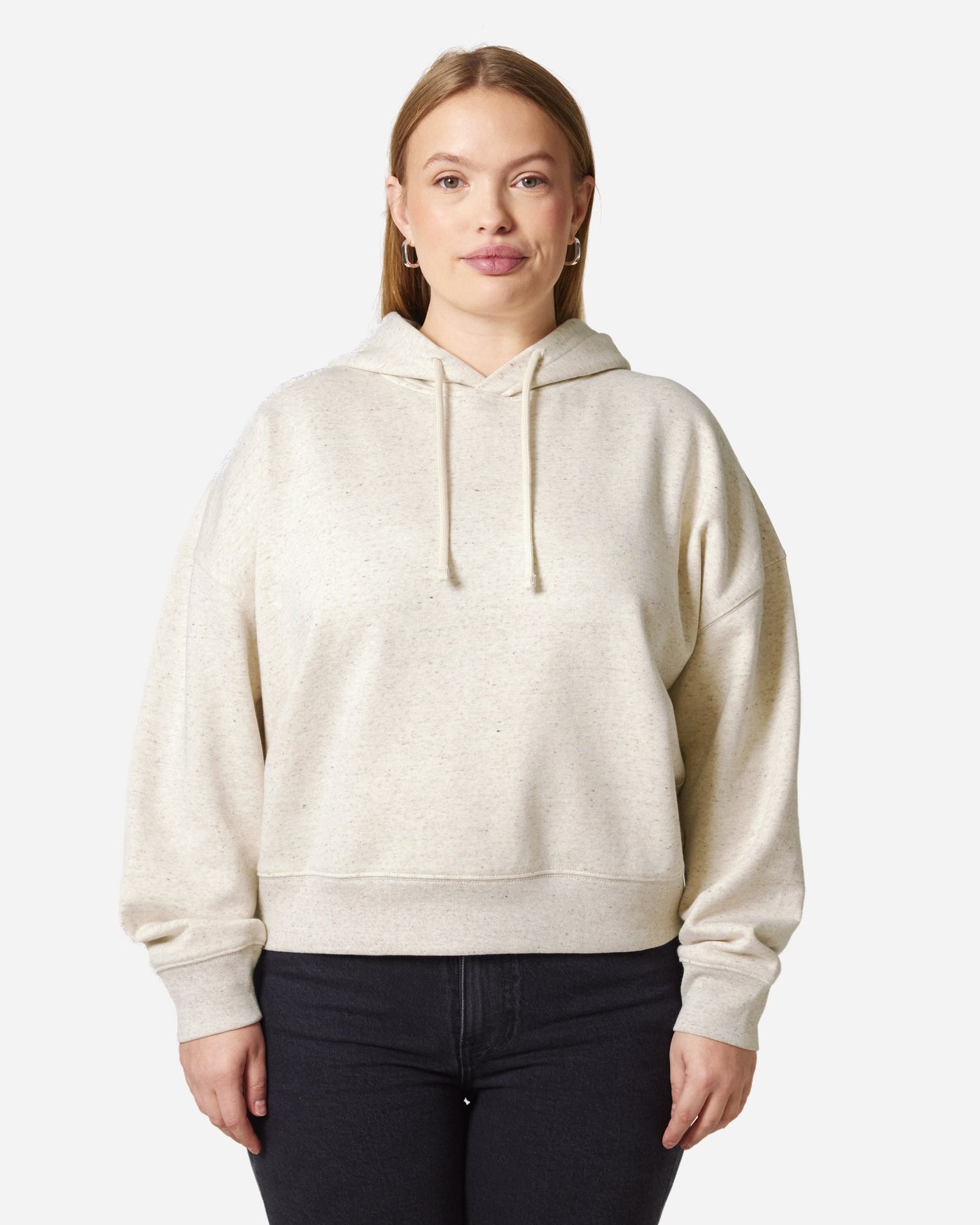 Sweat à capuche femme Stella Nora porté, coloris Eco-Heather