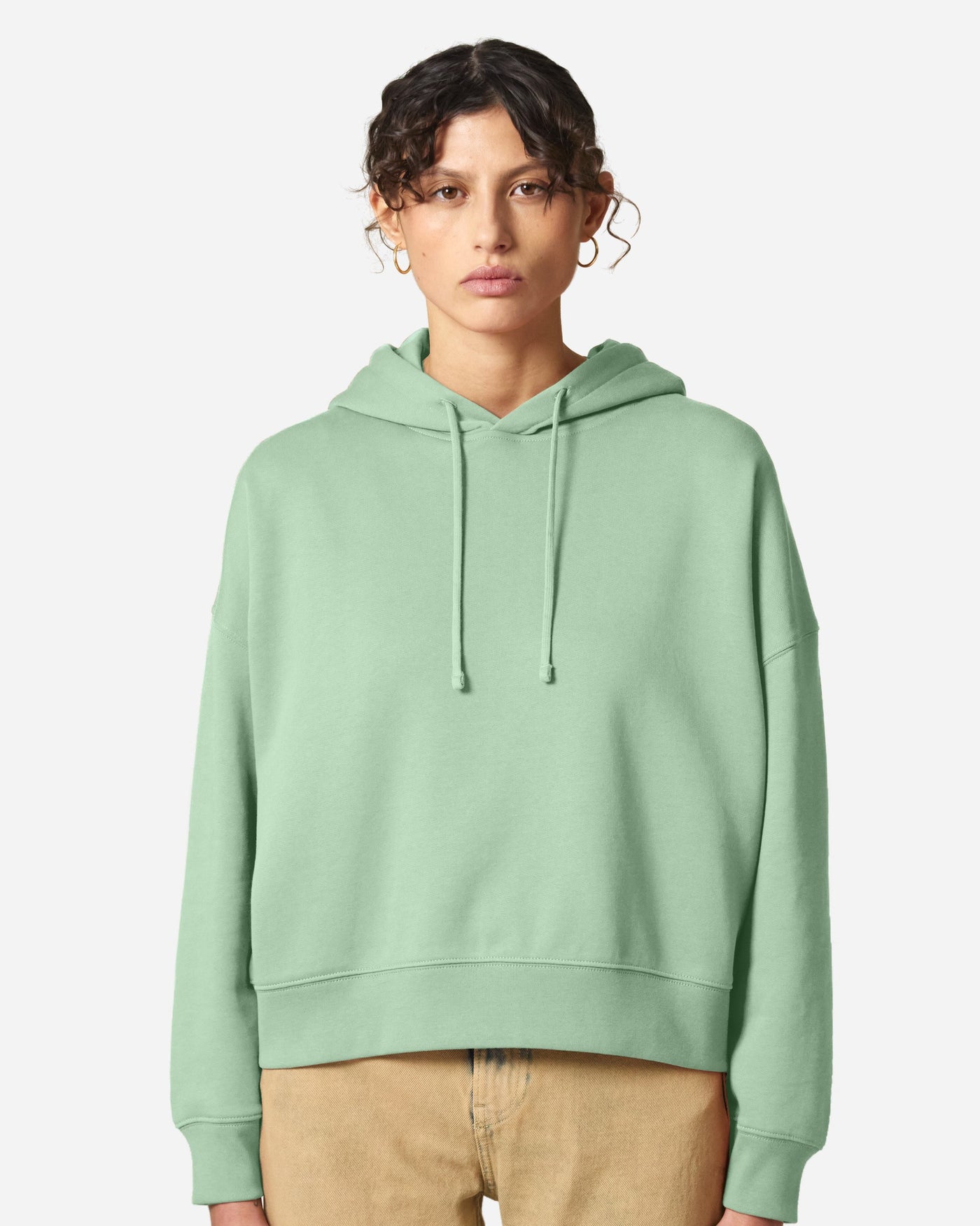 Sweat à capuche femme Stella Nora porté, coloris Misty Jade