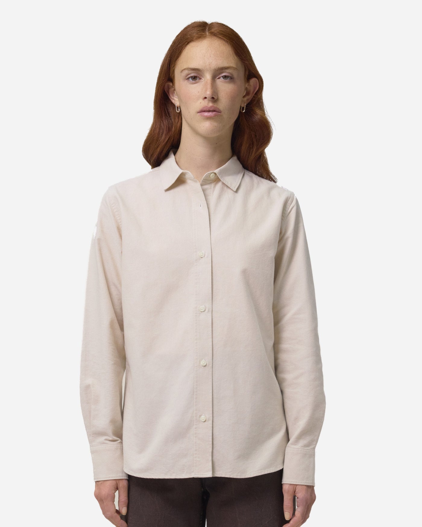 Chemise oxford femme Stella Oxford Shirt porté, coloris Beige Oxford