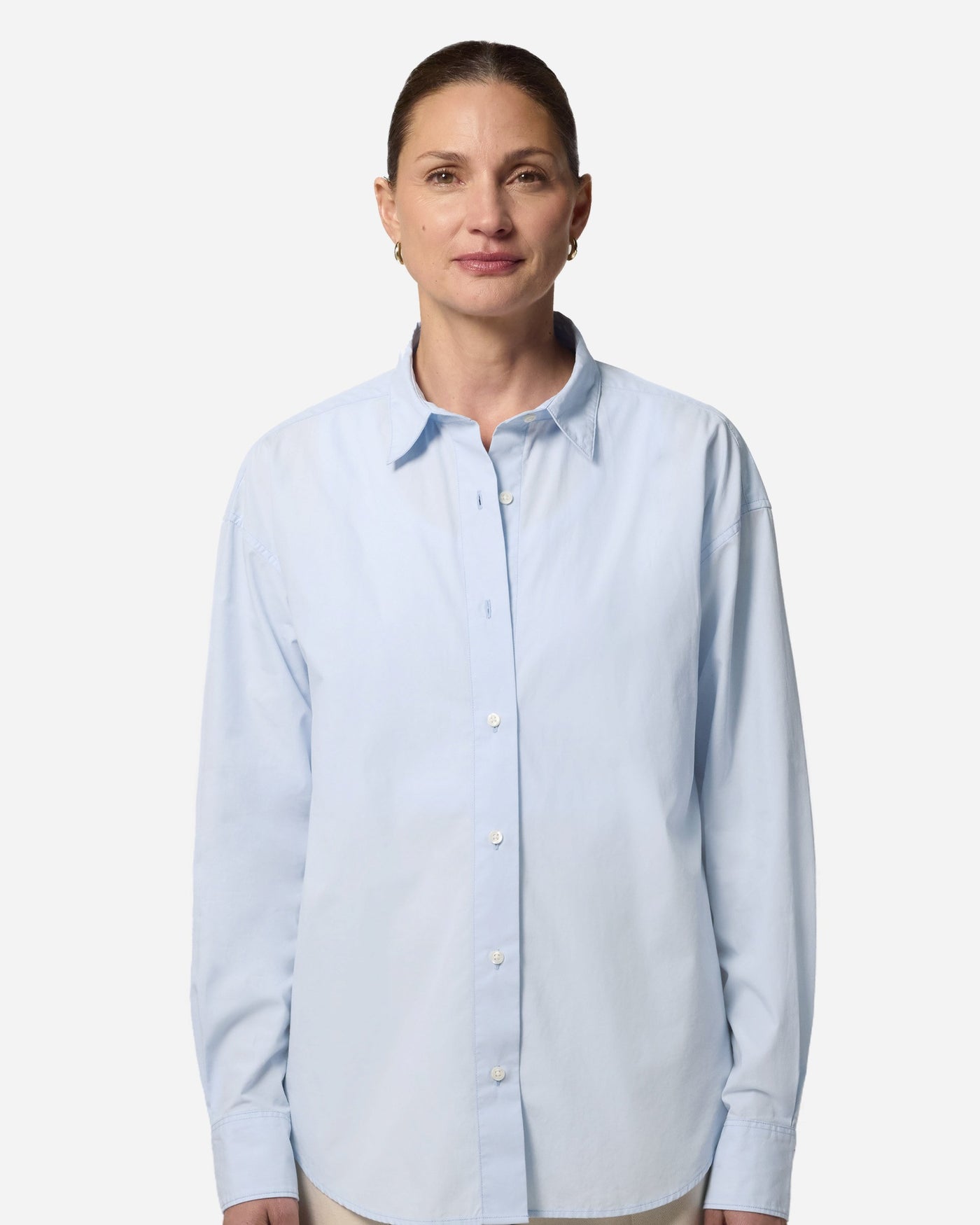 Chemise popeline femme Stella Styler Shirt porté, coloris Summer Blue