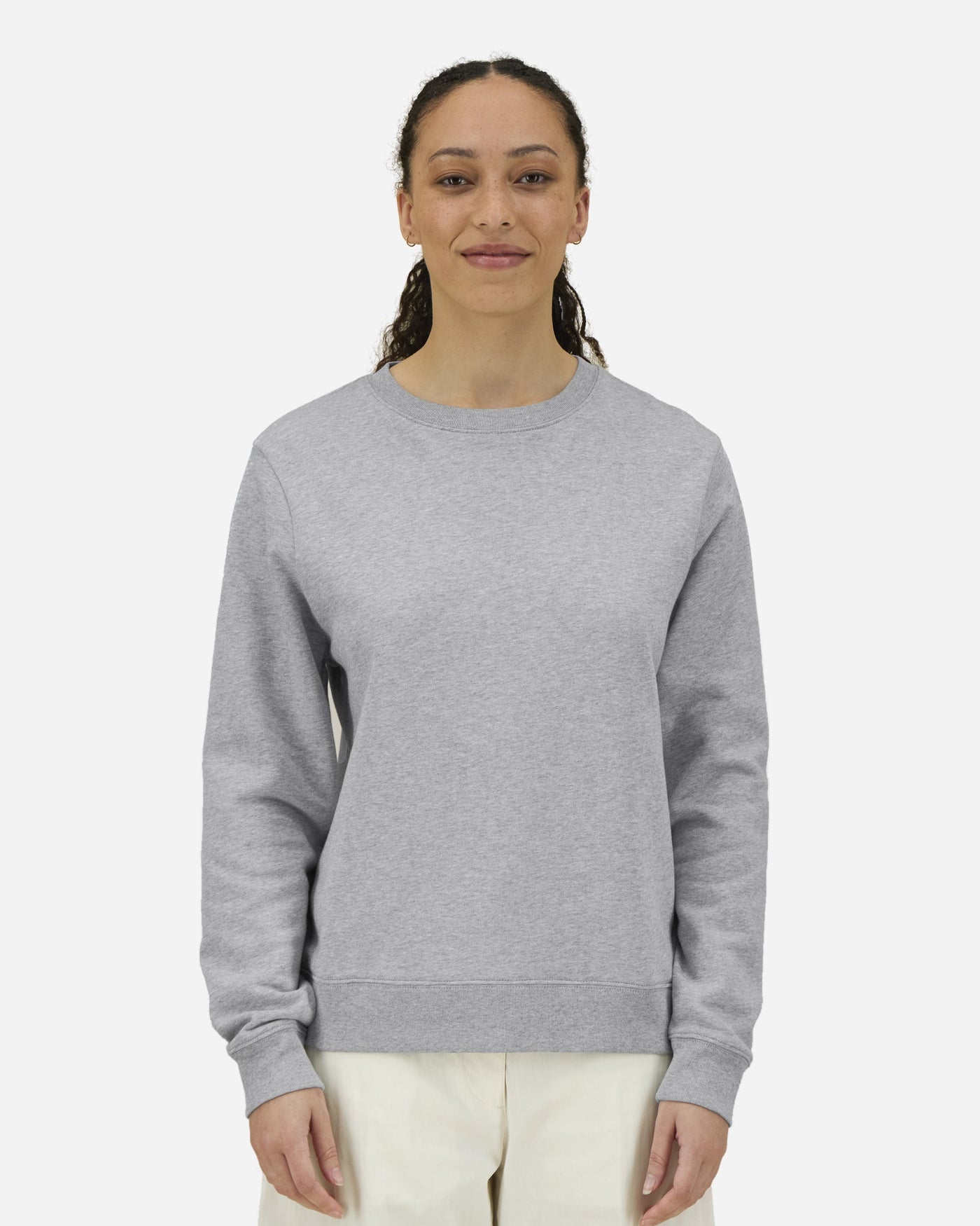 Sweat femme Stella Thinker porté, coloris Heather Grey
