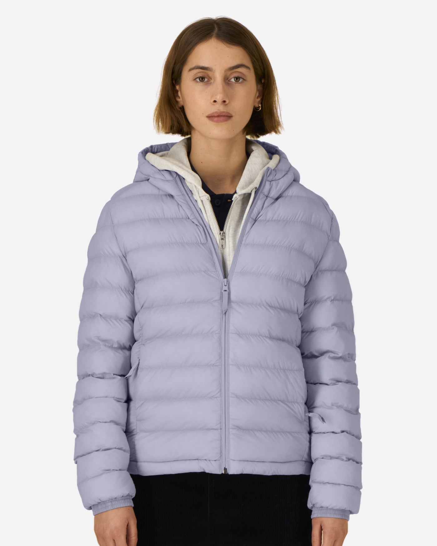 Doudoune à capuche femme Stella Voyager 2.0 porté, coloris Lavender