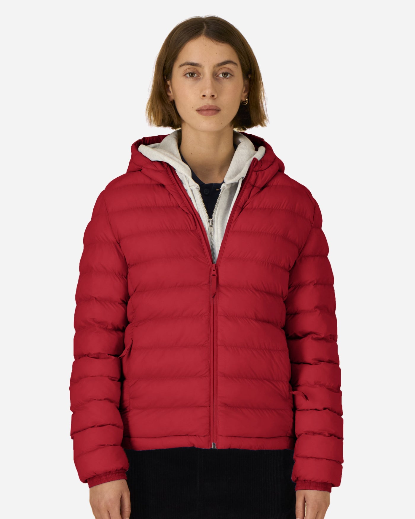 Doudoune à capuche femme Stella Voyager 2.0 porté, coloris Red