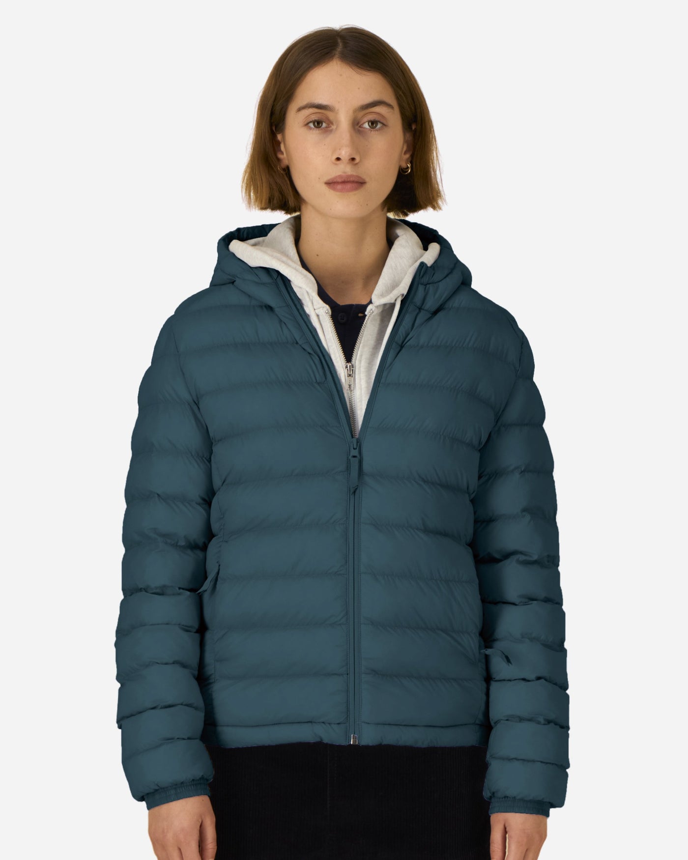 Doudoune à capuche femme Stella Voyager 2.0 porté, coloris Stargazer