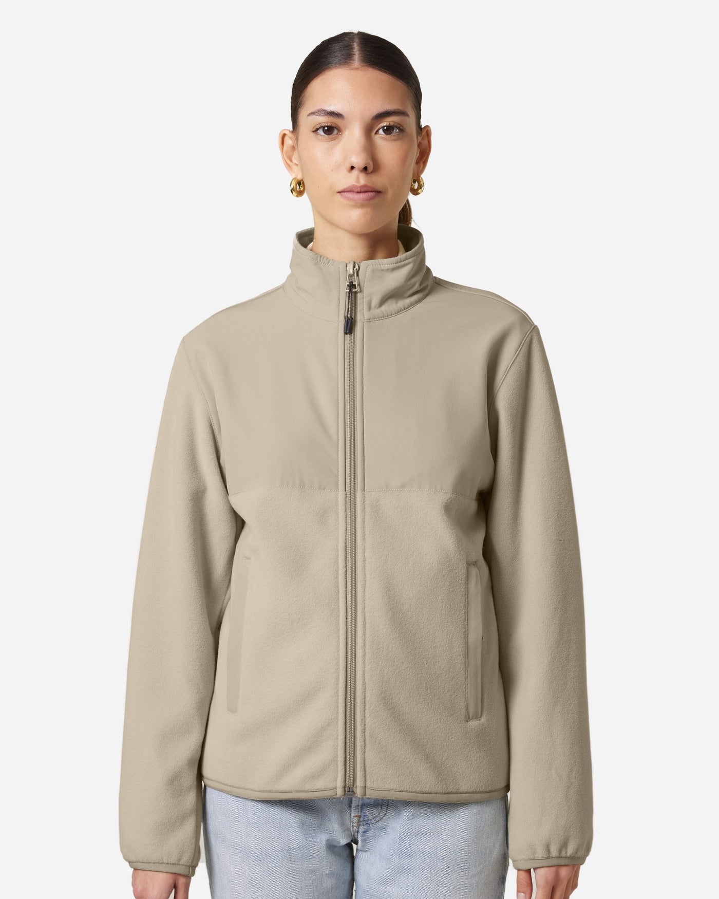 Veste polaire unisexe Trekker porté, coloris Desert Dust