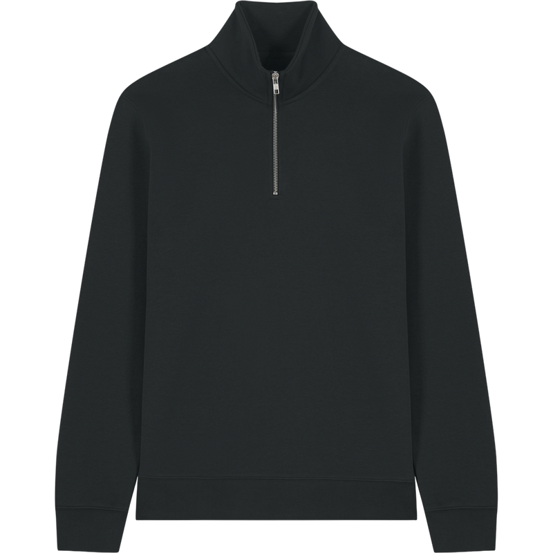 Sweat col zippé unisexe Trucker 2.0 à plat, coloris Black