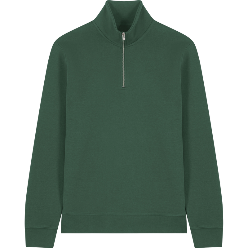 Sweat col zippé unisexe Trucker 2.0 à plat, coloris Bottle Green