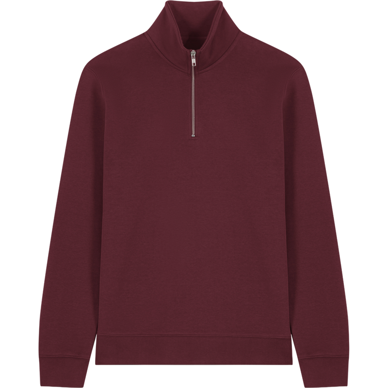 Sweat col zippé unisexe Trucker 2.0 à plat, coloris Burgundy