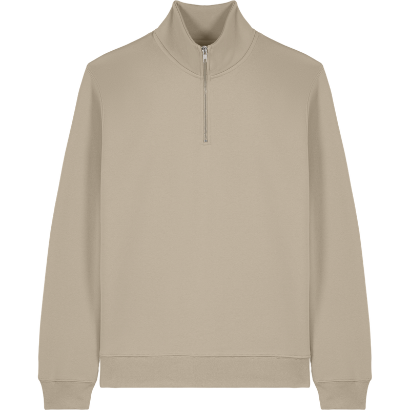 Sweat col zippé unisexe Trucker 2.0 à plat, coloris Desert Dust