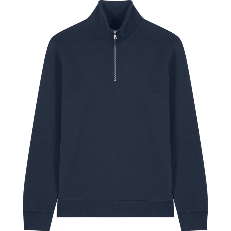Sweat col zippé unisexe Trucker 2.0 à plat, coloris French Navy