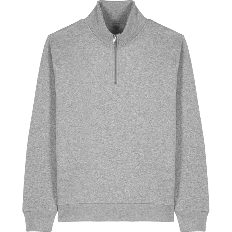 Sweat col zippé unisexe Trucker 2.0 à plat, coloris Heather Grey
