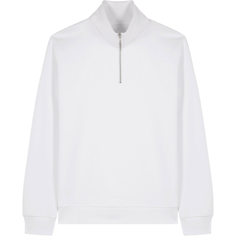 Sweat col zippé unisexe Trucker 2.0 à plat, coloris White