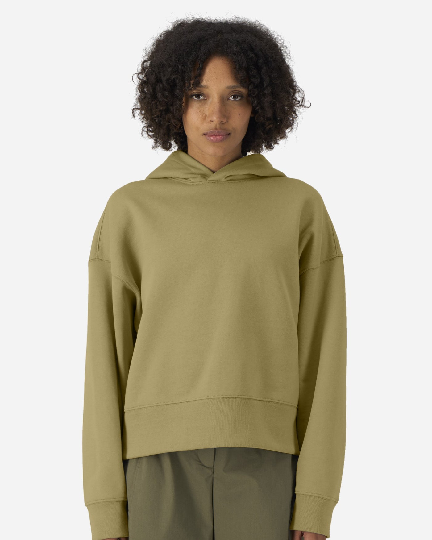 Sweat à capuche unisexe Voicer porté, coloris Faded Olive