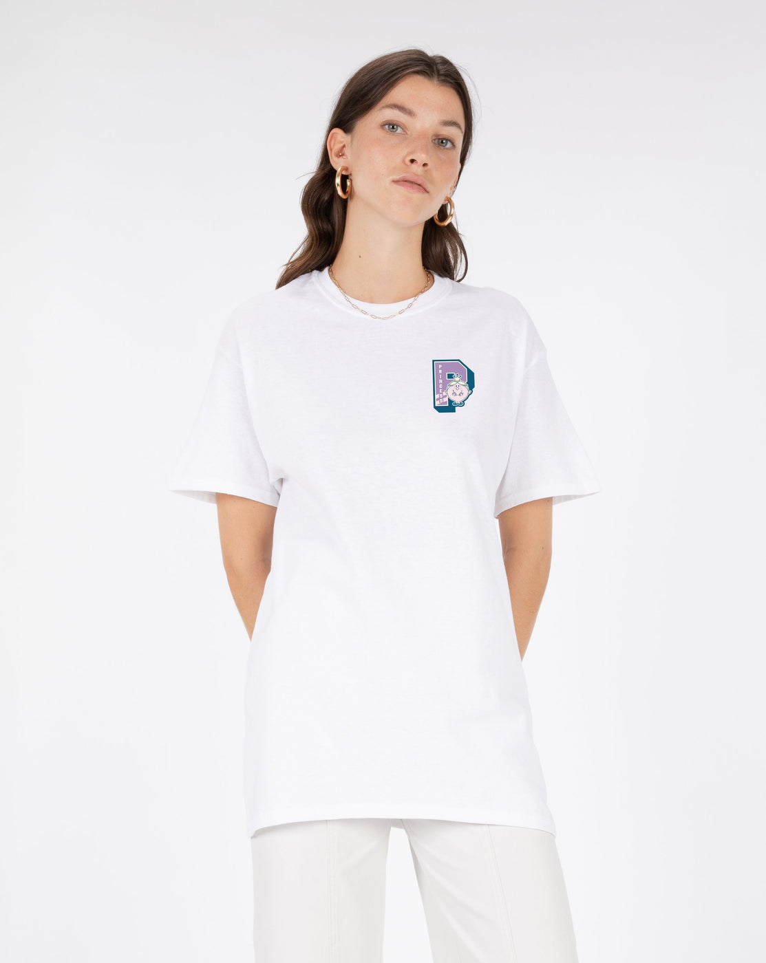 TSHIRT THEBR-LETTRE P VIOLET COEUR