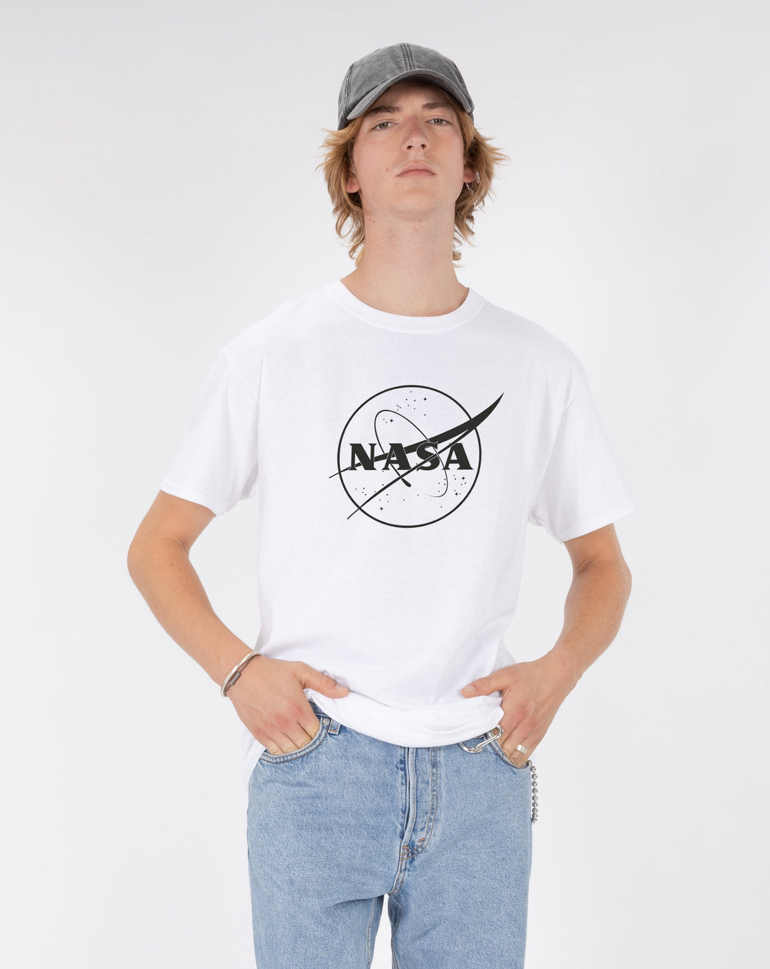 TSHIRT THEBR-LOGO NASA BLACK AND WHITE